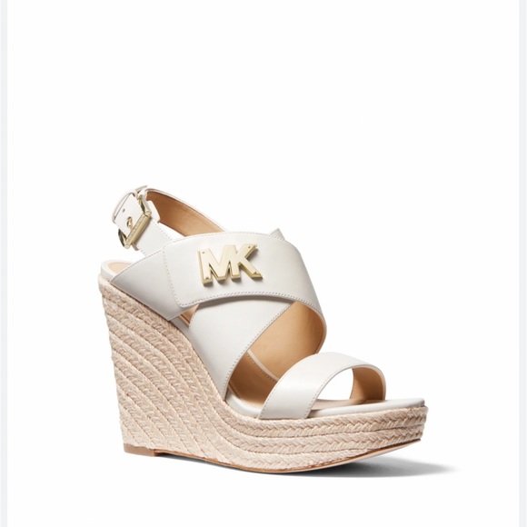 MICHAEL Michael Kors White Leather Wedge Sandals - Picture 6 of 16